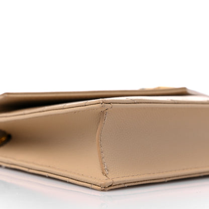 Saint Laurent Grain De Poudre Matelasse Chevron Monogram Envelope Chain Wallet Nude Powder 7 of 8