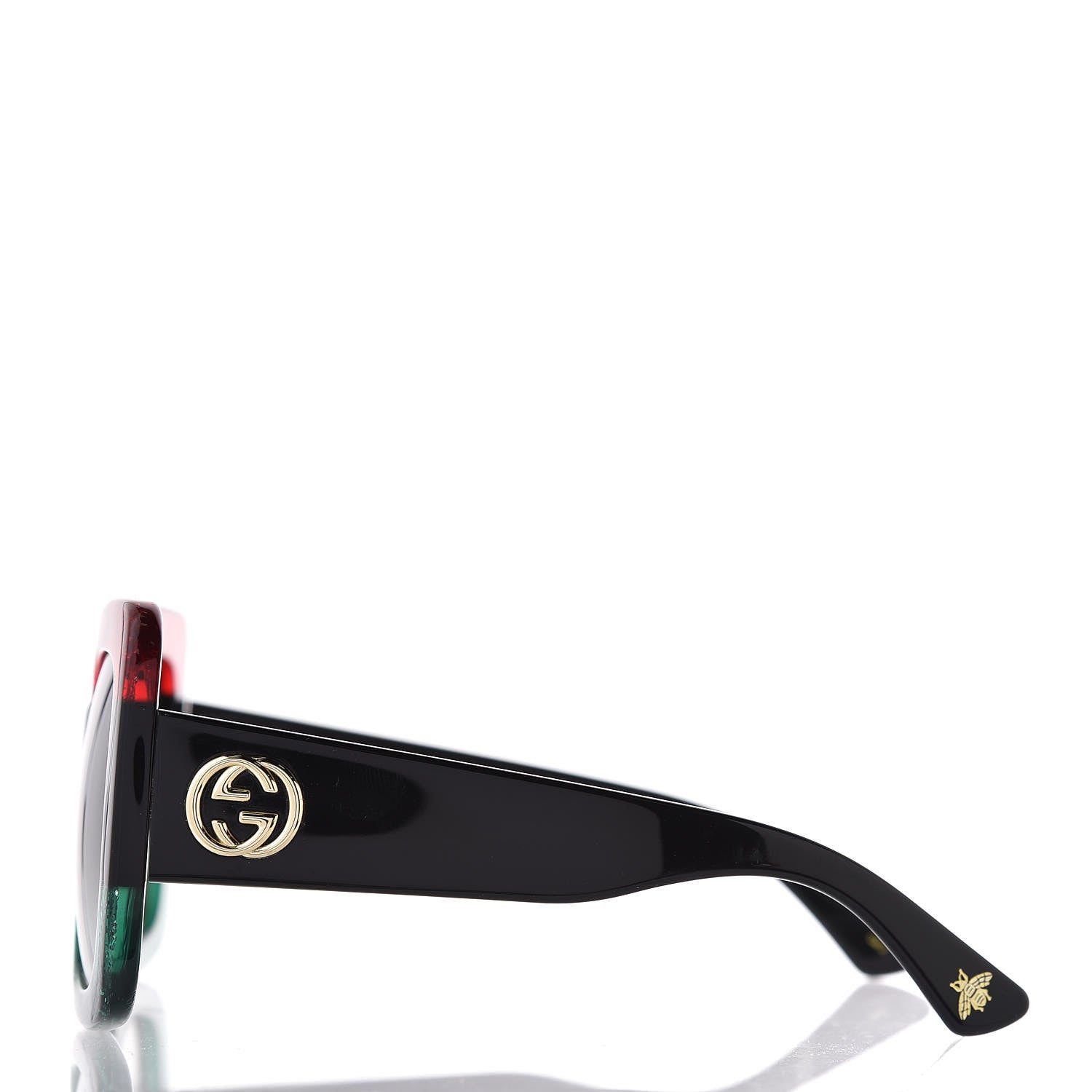 Gucci Square Frame GG0083S Sunglasses Glitter Red Black Green 2 of 9