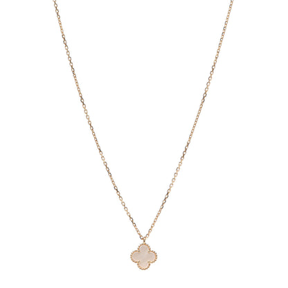 Van Cleef & Arpels 18K Yellow Gold Mother of Pearl Sweet Alhambra Pendant Necklace 1 of 8