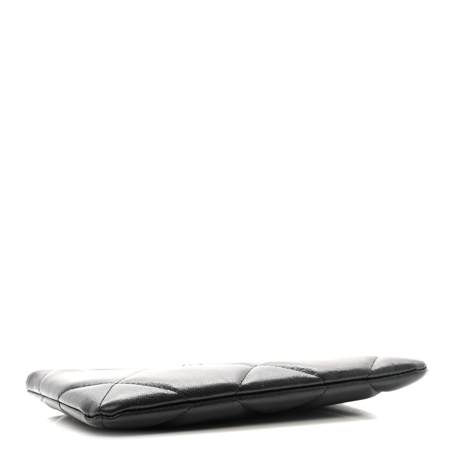 Shiny Goatskin Quilted Small Chanel 19 Pouch Black