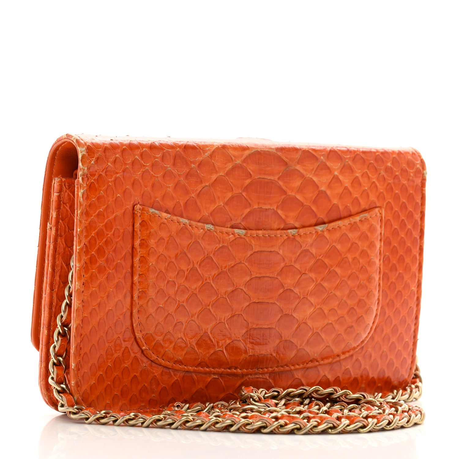 Chanel Snakeskin Wallet On Chain WOC Orange 3 of 14