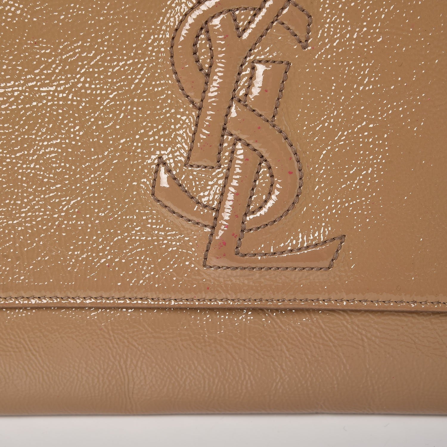 Saint Laurent Textured Patent Monogram Large Belle De Jour Clutch Nude 11 of 16