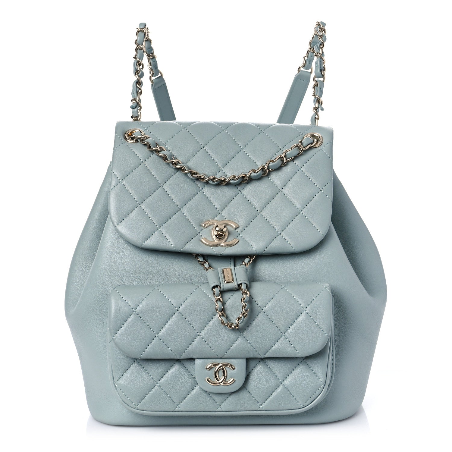 Chanel Lambskin Quilted Large Duma Drawstring Backpack Light Blue 1 of 13