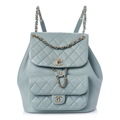Chanel Lambskin Quilted Large Duma Drawstring Backpack Light Blue 1 of 13