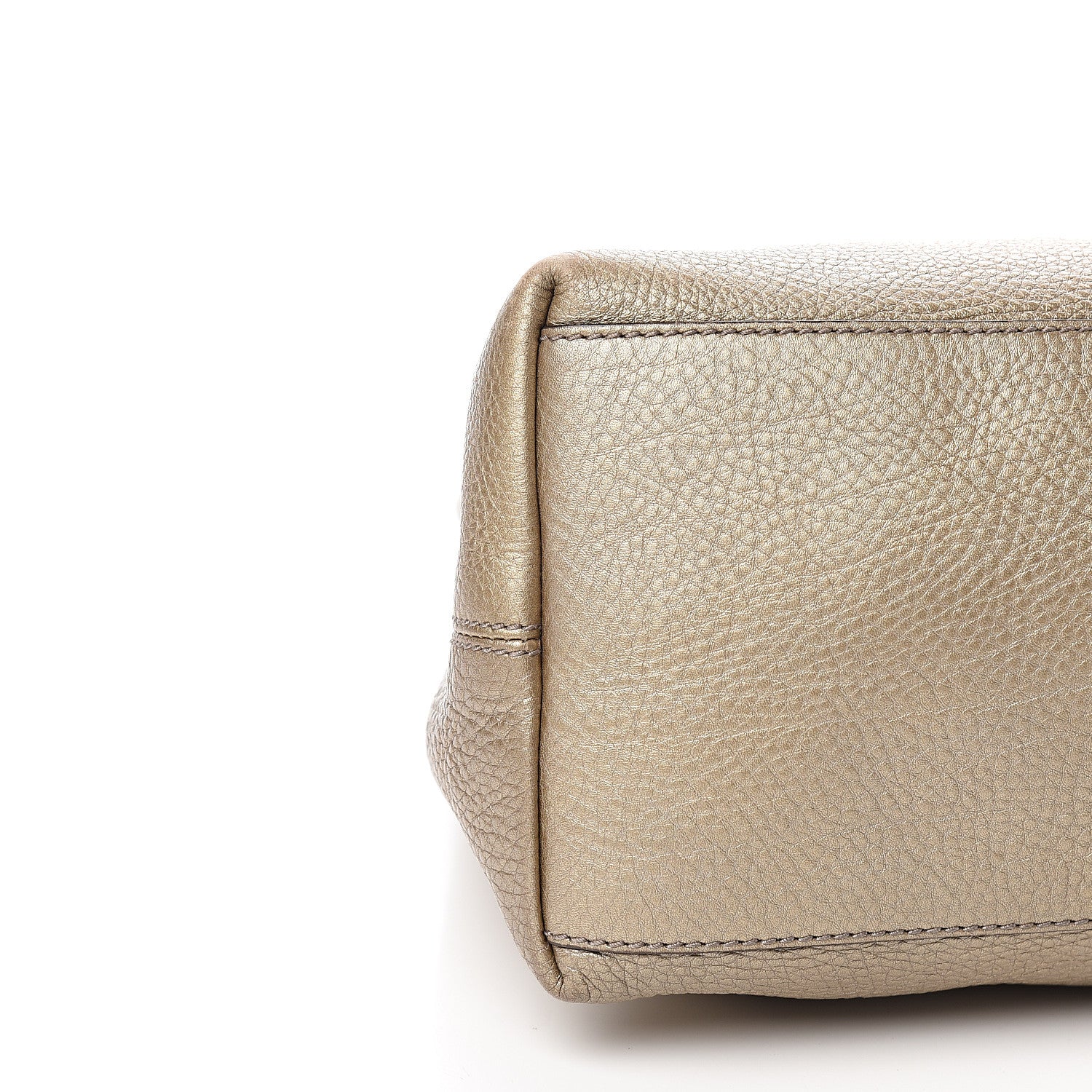 Gucci Metallic Pebbled Calfskin Medium Soho Chain Shoulder Bag Golden Beige 7 of 9