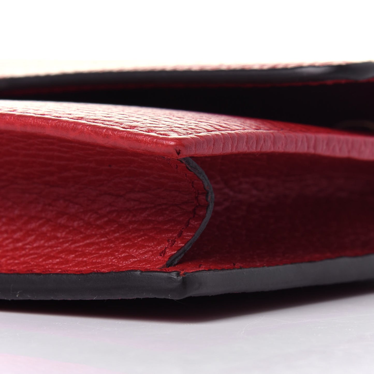 Dollar Calfskin Interlocking G Chain Wallet Red