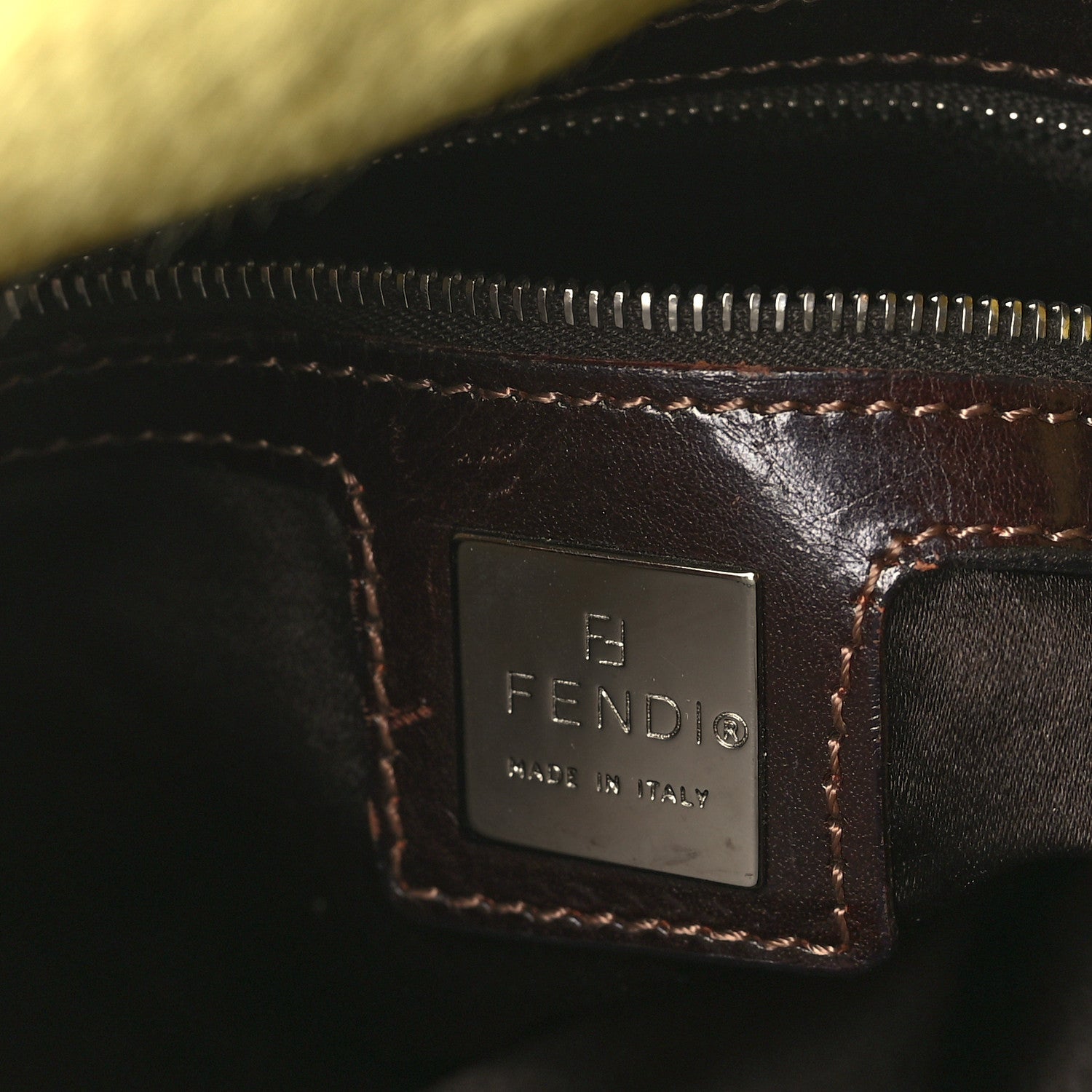 Fendi Calf Hair Cow Print Mama Baguette Yellow Brown 6 of 14