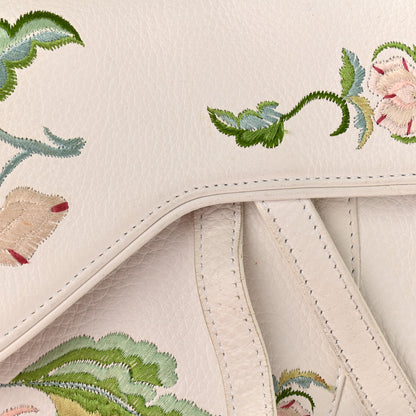 Christian Dior Calfskin Embroidered Romantic Flowers Saddle Bag White 12 of 16