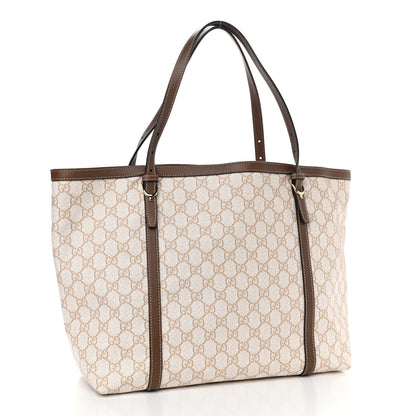 Gucci GG Supreme Monogram Calfskin Medium Nice Tote New Mystic White Beige Brown 3 of 10