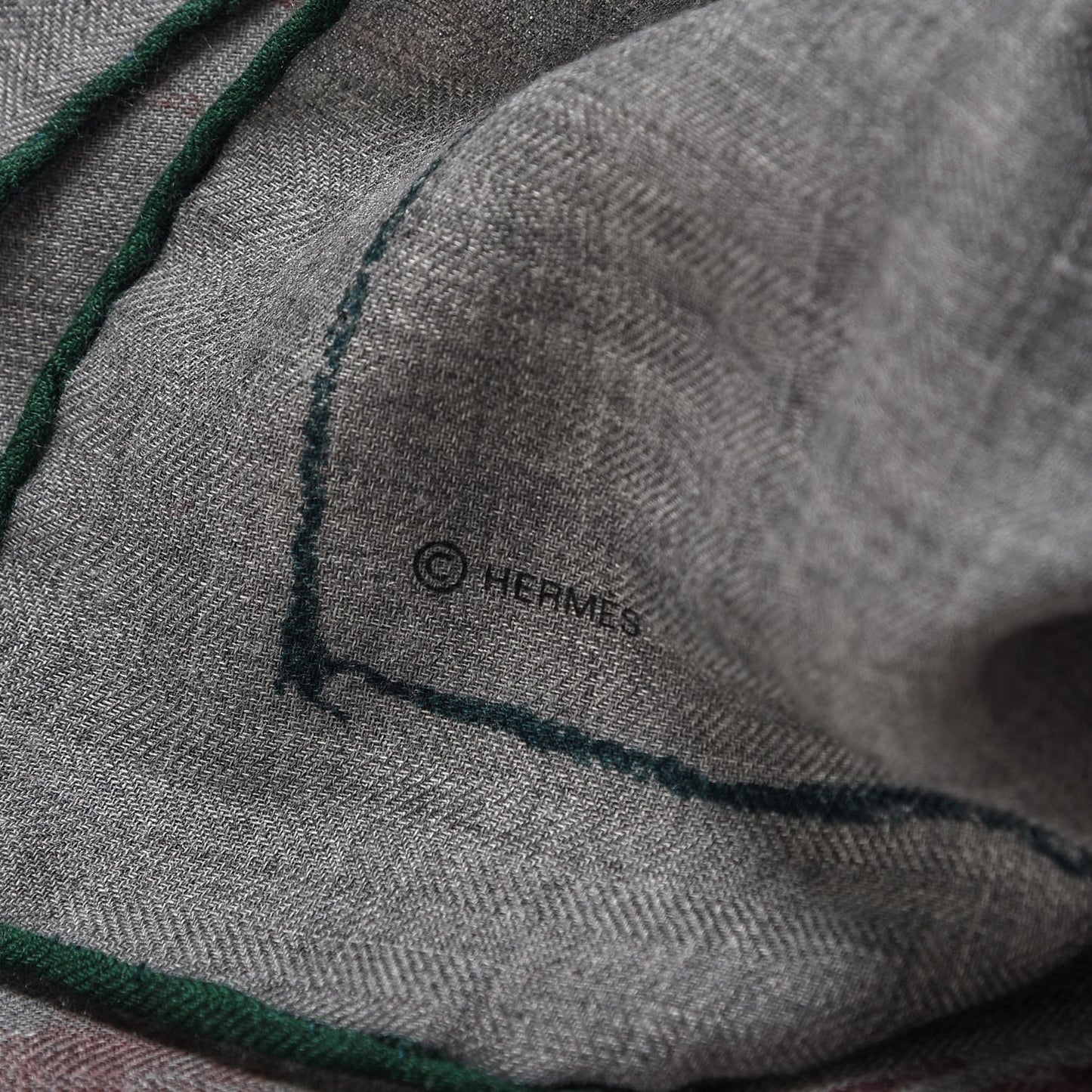 Cashmere Silk Pirouette au Galop Shawl 140 Gris Chine Prune Vert
