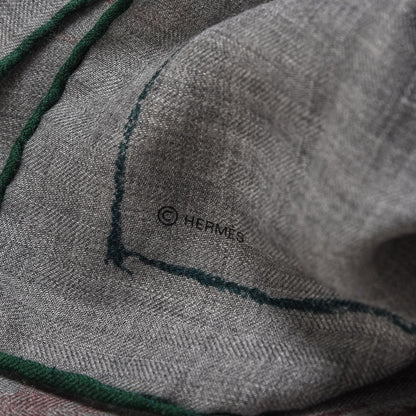 Hermes Cashmere Silk Pirouette au Galop Shawl 140 Gris Chine Prune Vert 4 of 5