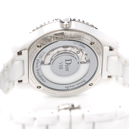 Christian Dior Stainless Steel Ceramic Diamond 33mm Dior VIII Automatic Watch White 4 of 5