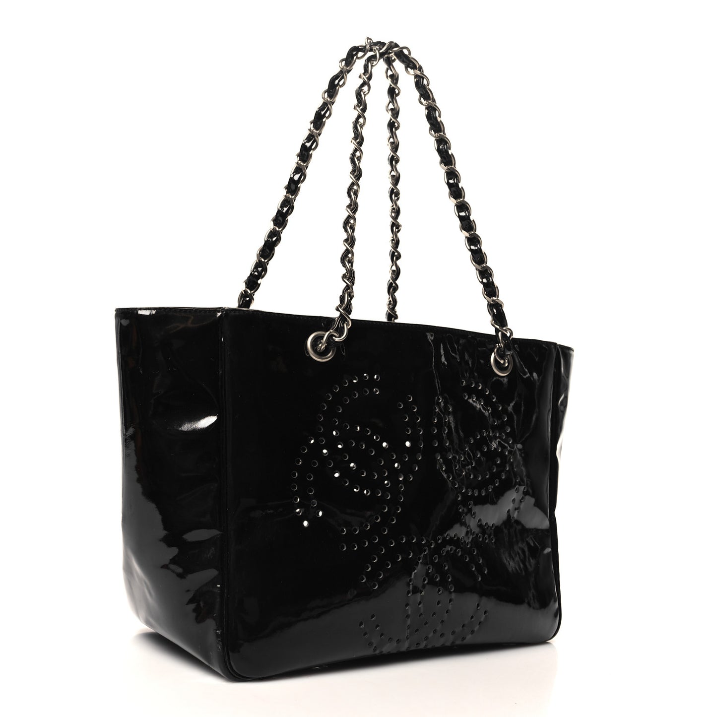 Patent Perforated CC Tote Black