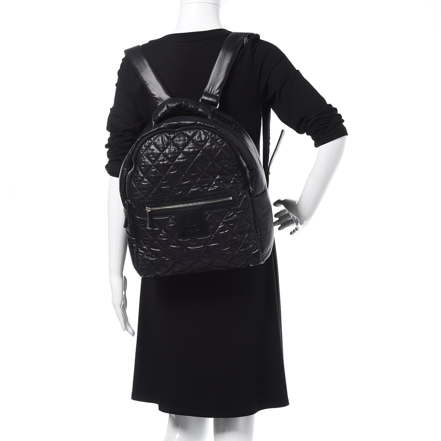 Nylon Quilted Coco Cocoon Backpack Black