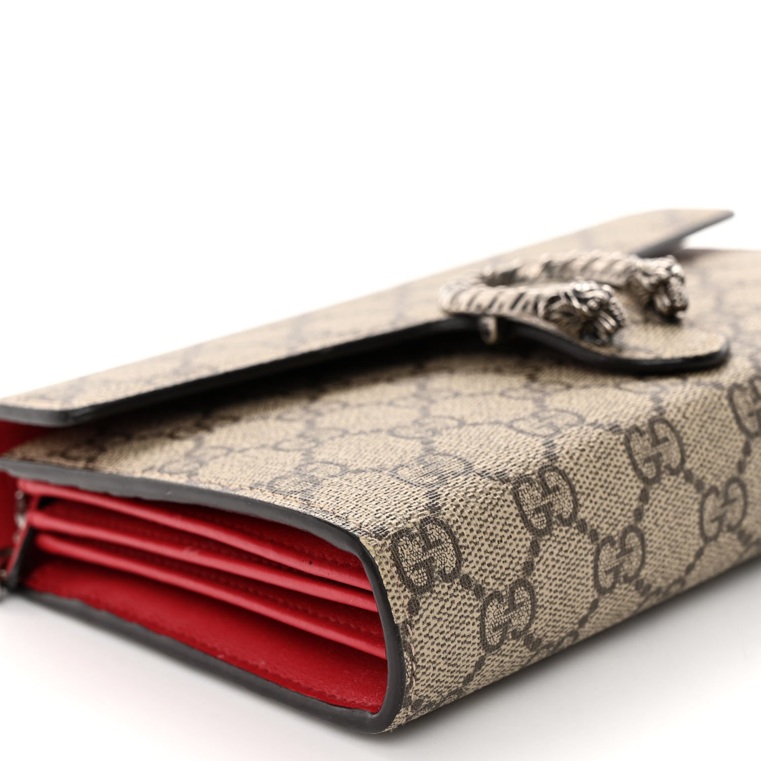 Gucci GG Supreme Monogram Mini Dionysus Chain Wallet Beige Vulcanic Red 9 of 10