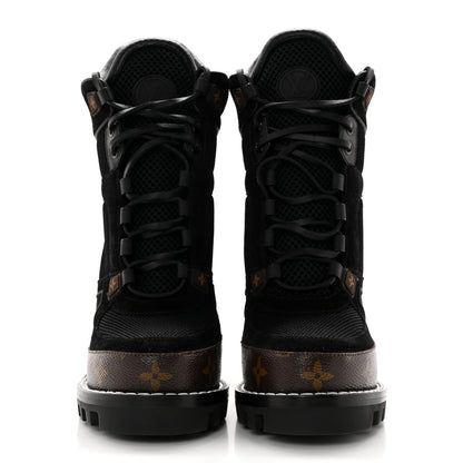 Louis Vuitton Suede Calfskin Monogram Star Trail Ankle Boots 38 Black 2 of 10