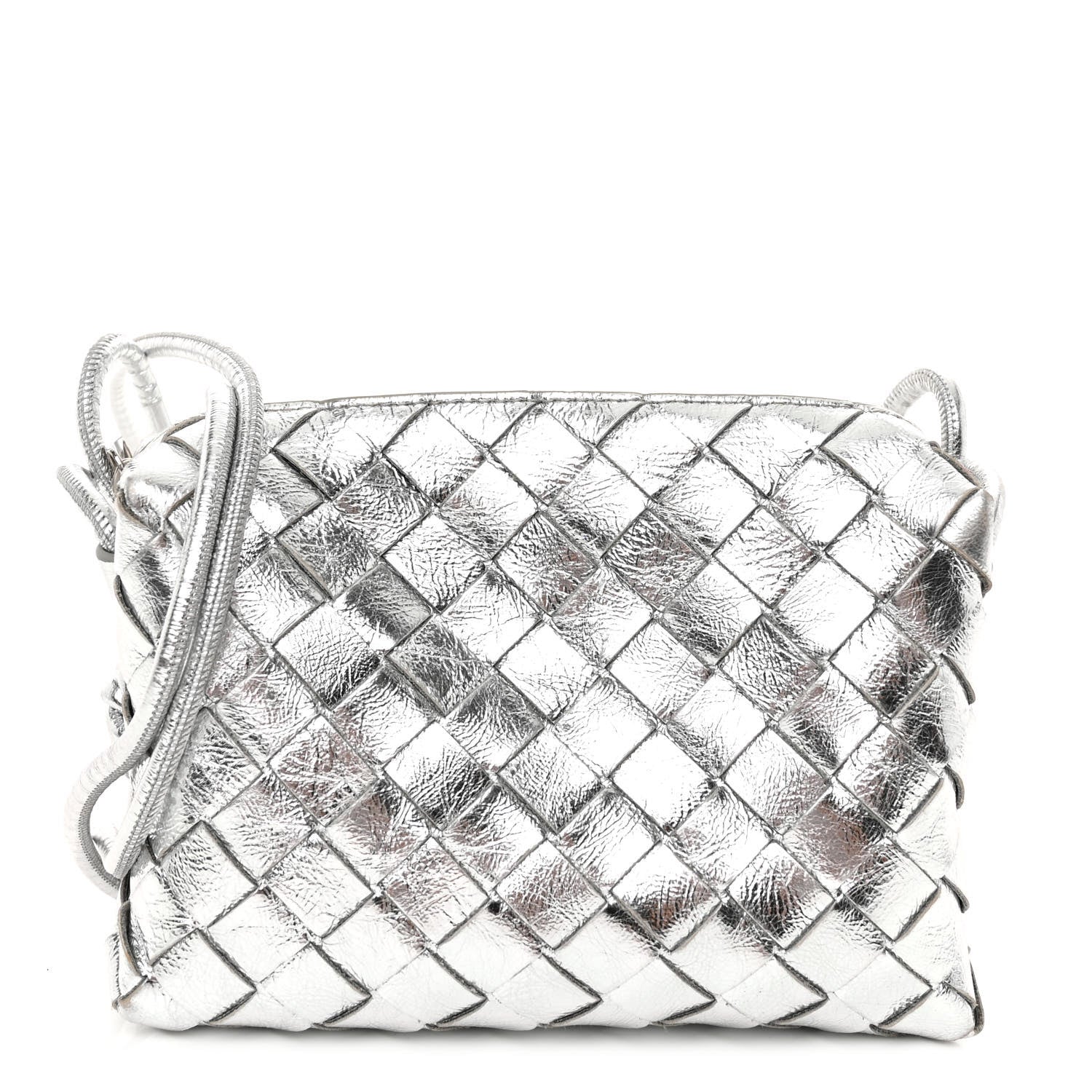 Bottega Veneta Metallic Nappa Intrecciato Mini Loop Camera Bag Silver 1 of 9