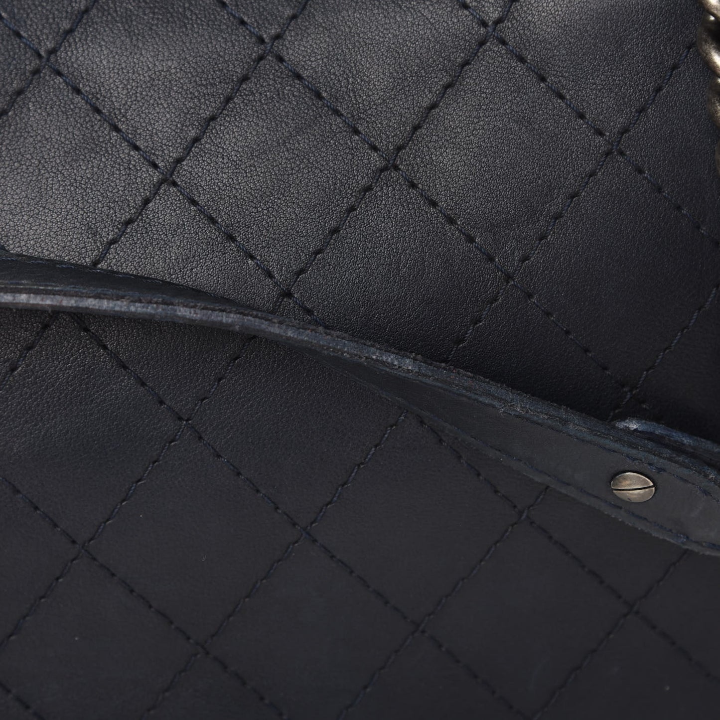 Calfskin Stitched Shopping Tote Blue