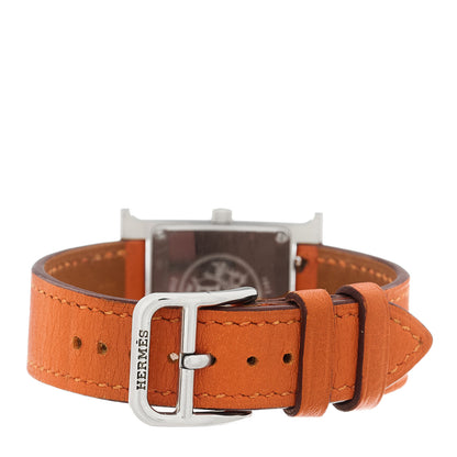 Hermes Stainless Steel Swift 21mm Heure H Hour Quartz Watch Orange 3 of 5