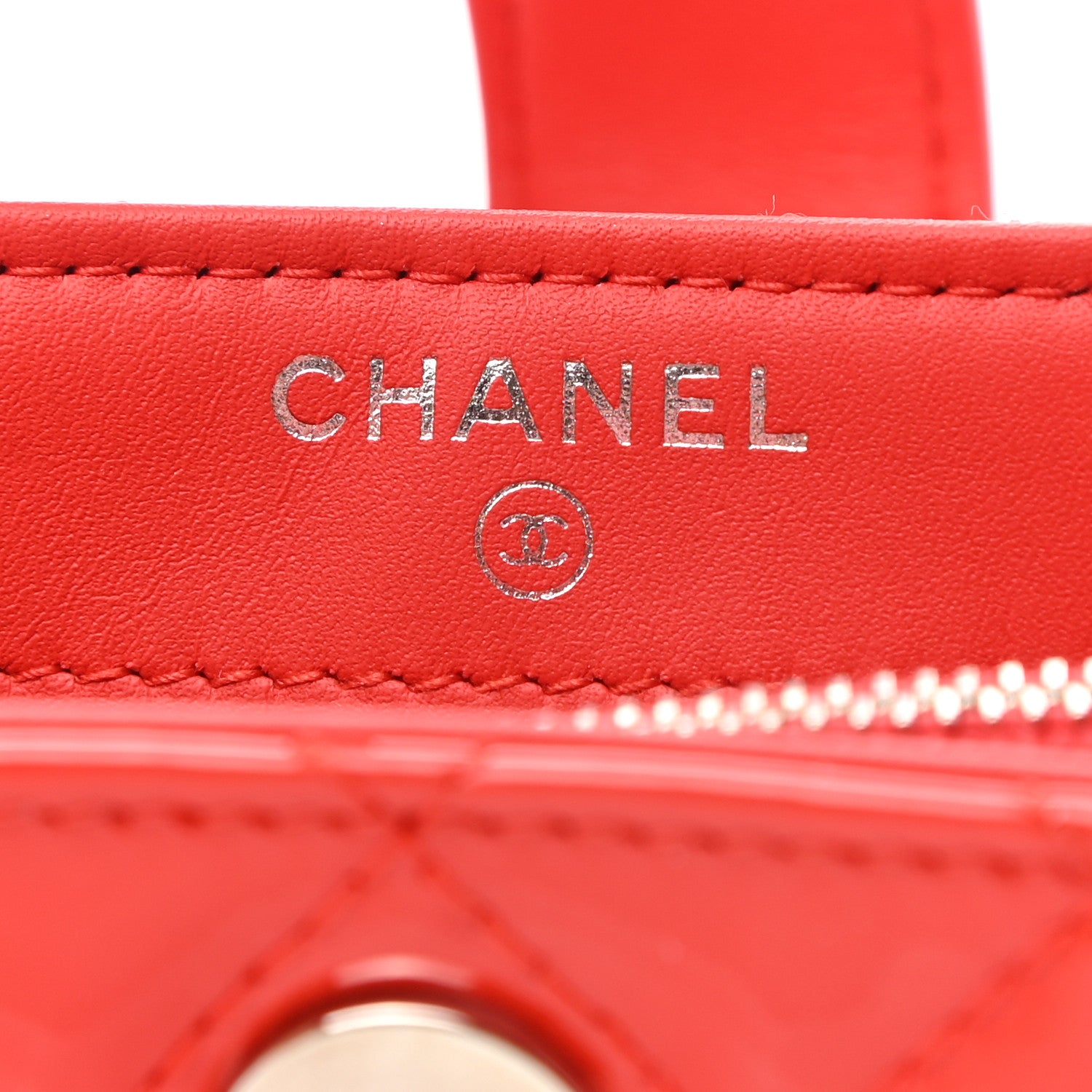 Chanel Patent Quilted Mini Phone Holder Clutch Red 7 of 10