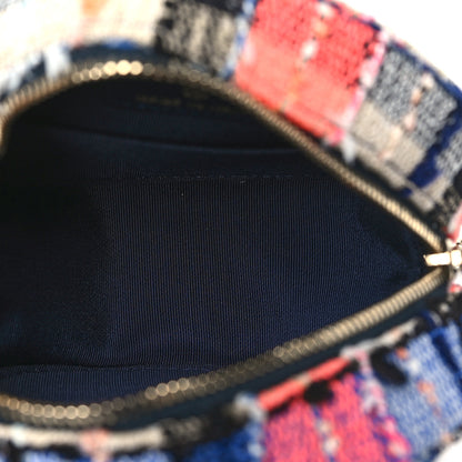 Chanel Tweed Quilted Round Clutch With Chain Blue Orange Multicolor 5 of 10
