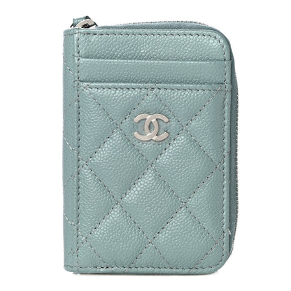 Chanel Caviar Quilted Zip Card Holder Light Blue 1 of 13
