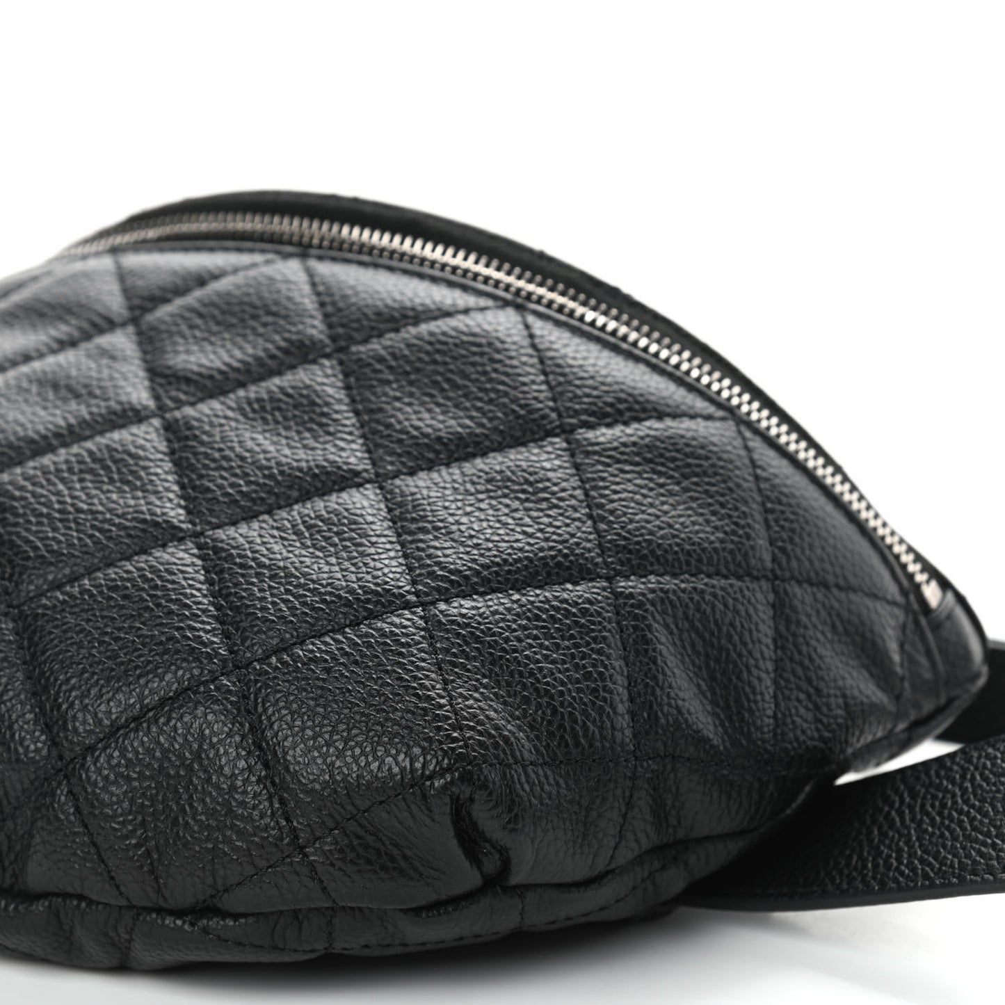 Grained Calfskin Quilted Waist Belt Bag Black