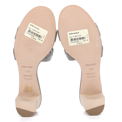 Hermes Ostrich Oasis Sandals 39.5 Gris Clair 5 of 8