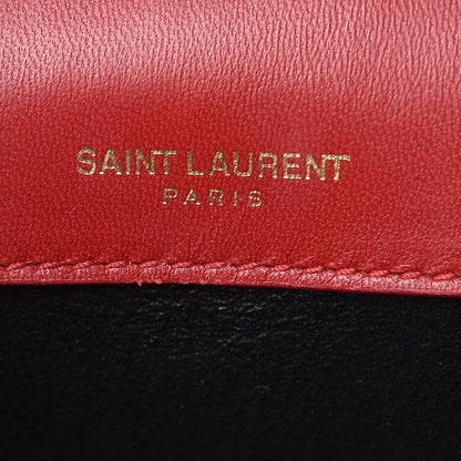 Saint Laurent Patent Matelasse Monogram Small Vicky Chain Bag Red 6 of 8
