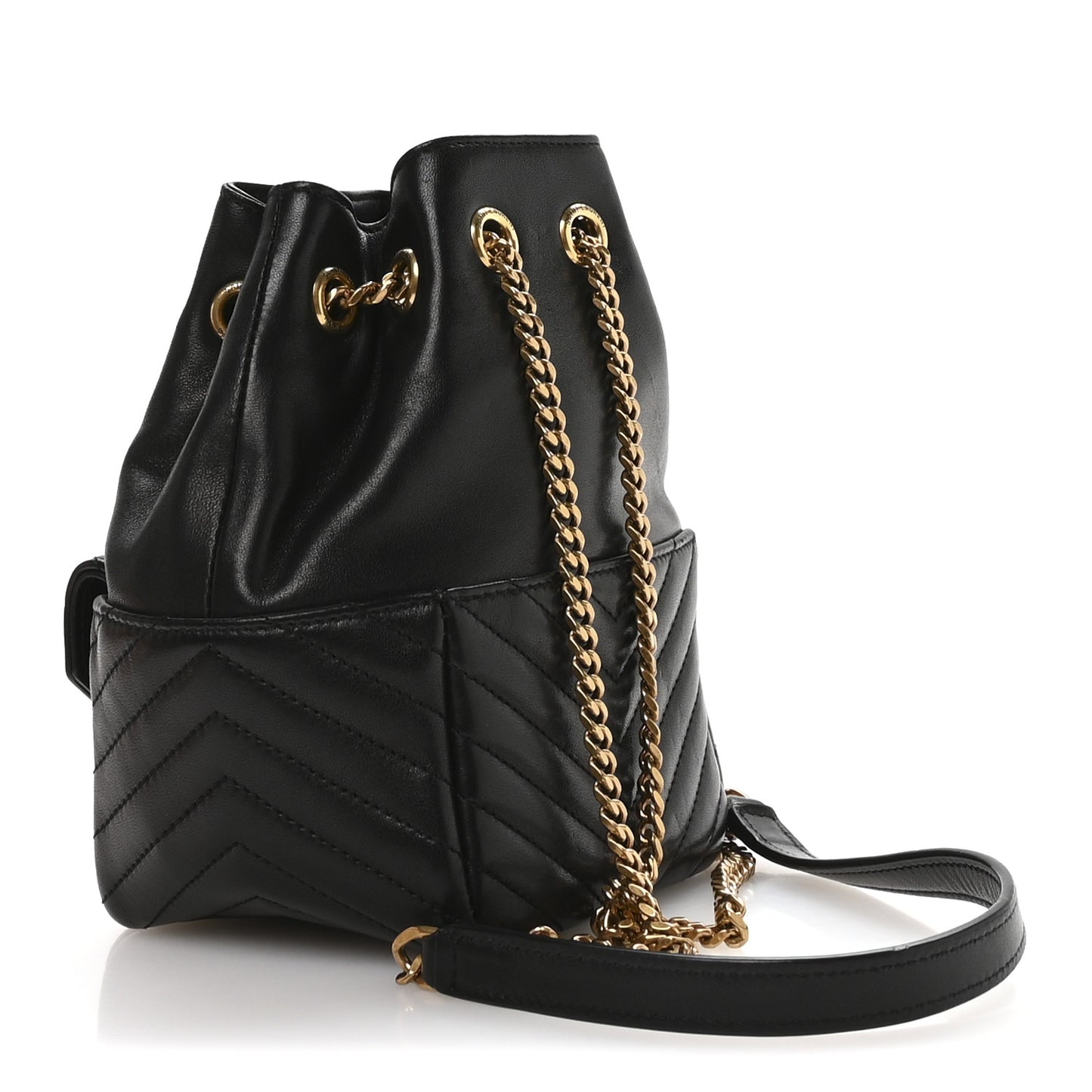 Lambskin Matelasse Monogram Joe Nano Bucket Bag Black