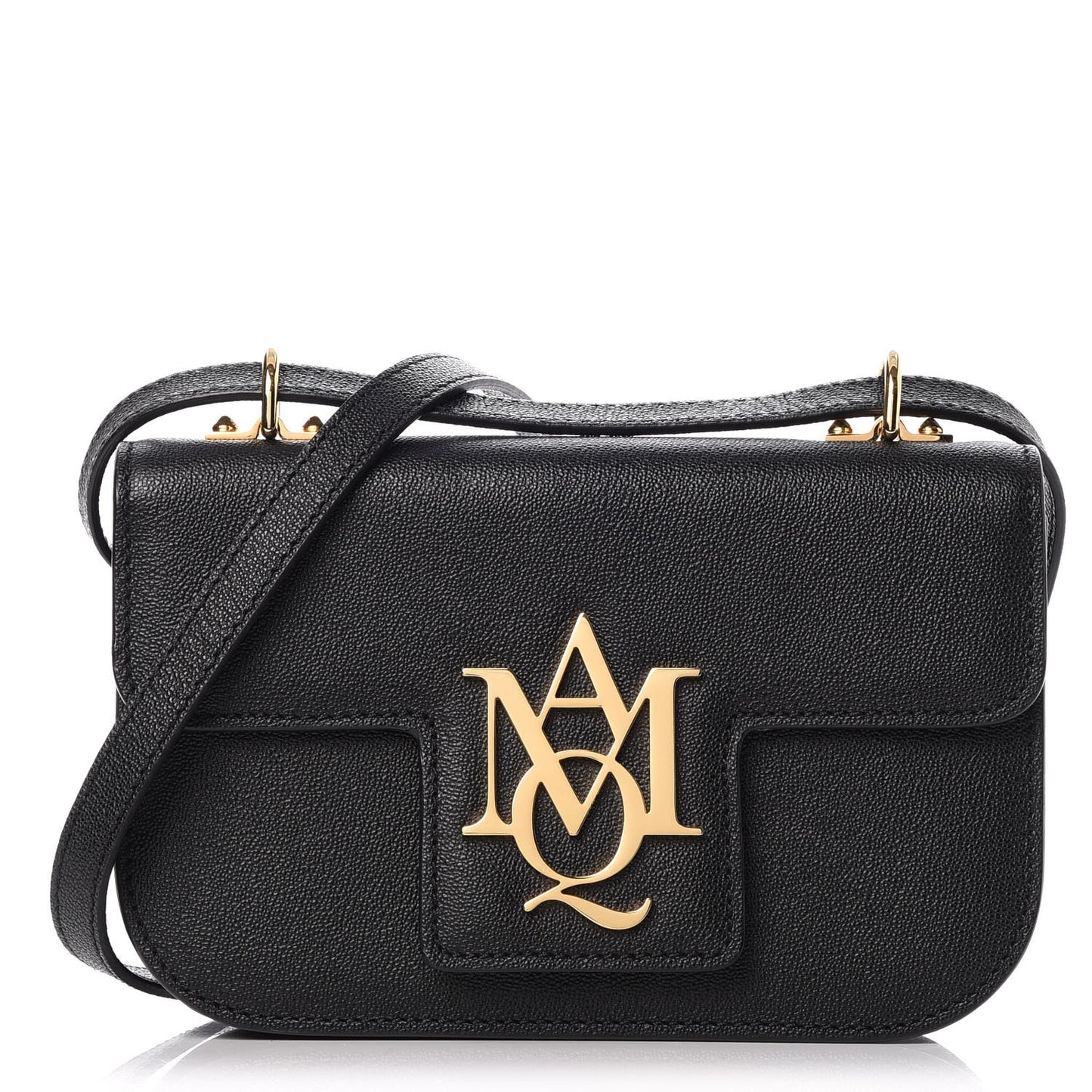 Grained Calfskin Small Insignia Flap Black