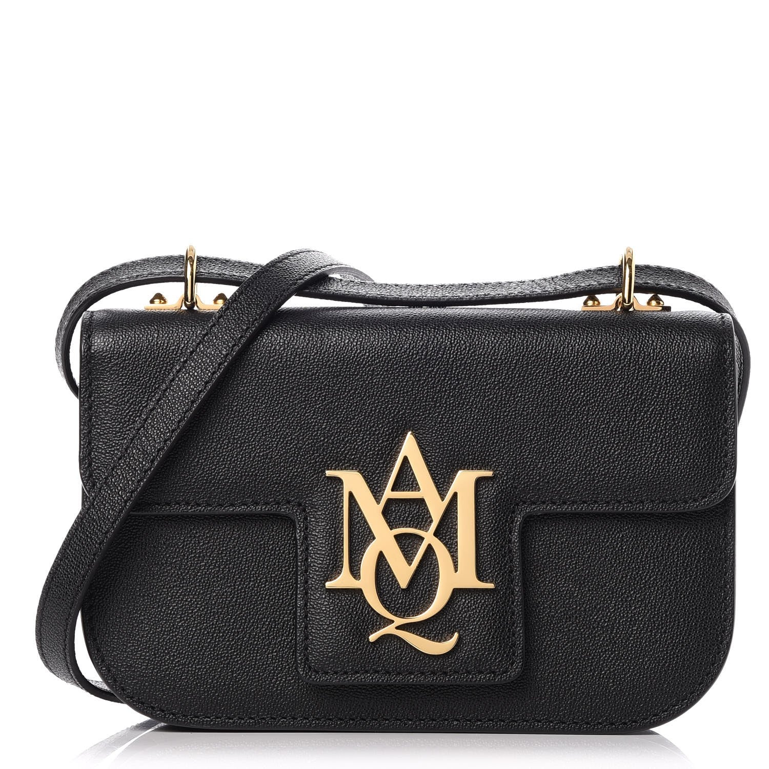 Alexander McQueen Grained Calfskin Small Insignia Flap Black 1 of 7