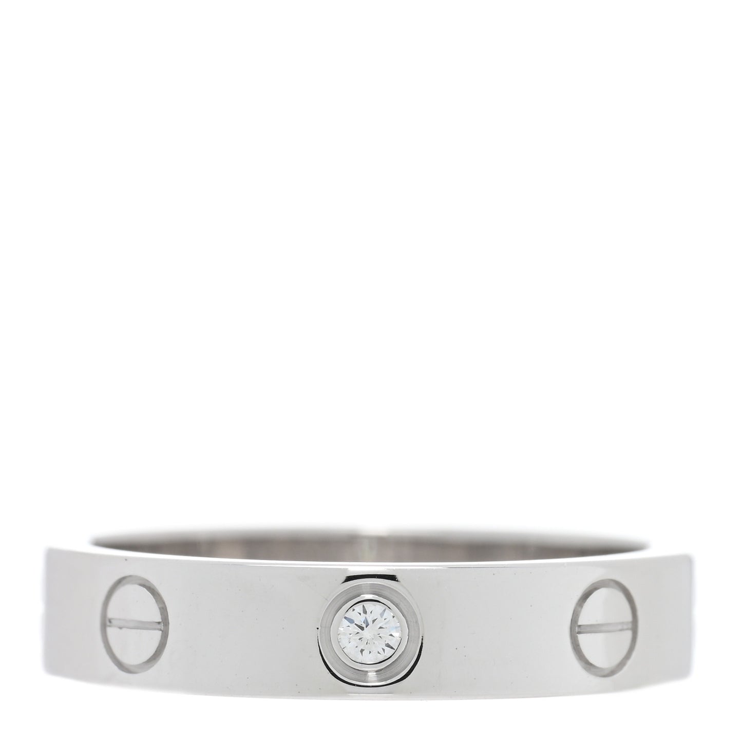 18K White Gold Diamond 4mm LOVE Wedding Band Ring 53 6.5
