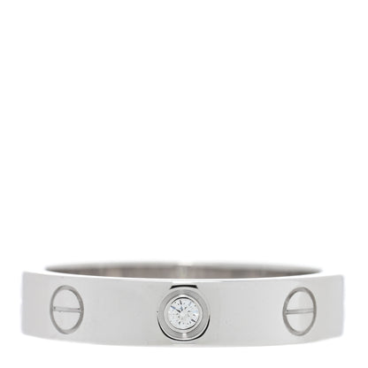 Cartier 18K White Gold Diamond 4mm LOVE Wedding Band Ring 53 6.5 1 of 4