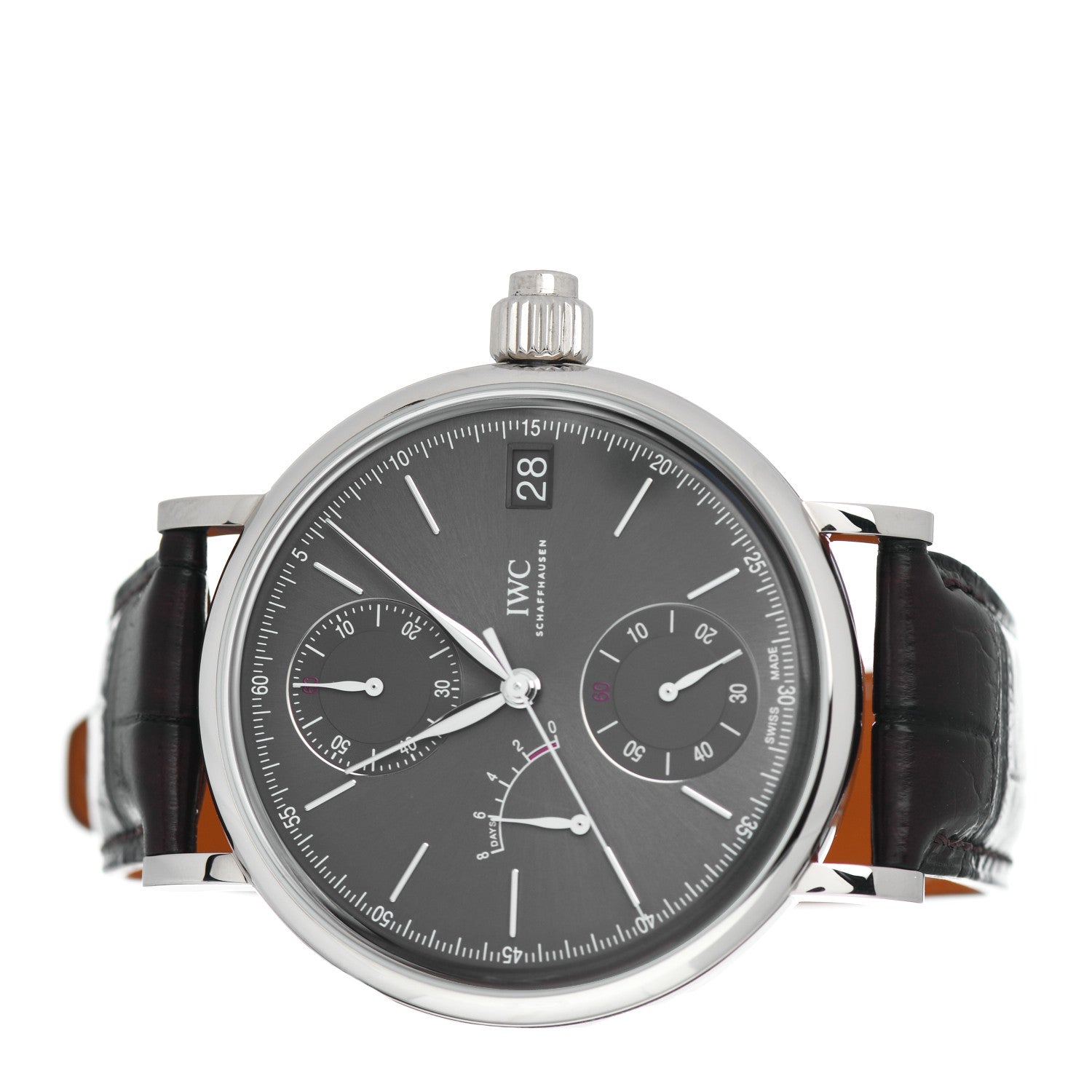 IWC 18K White Gold Alligator 45mm Portofino 8 Days Chronograph Manual Winding Watch Slate IW515103 2 of 5