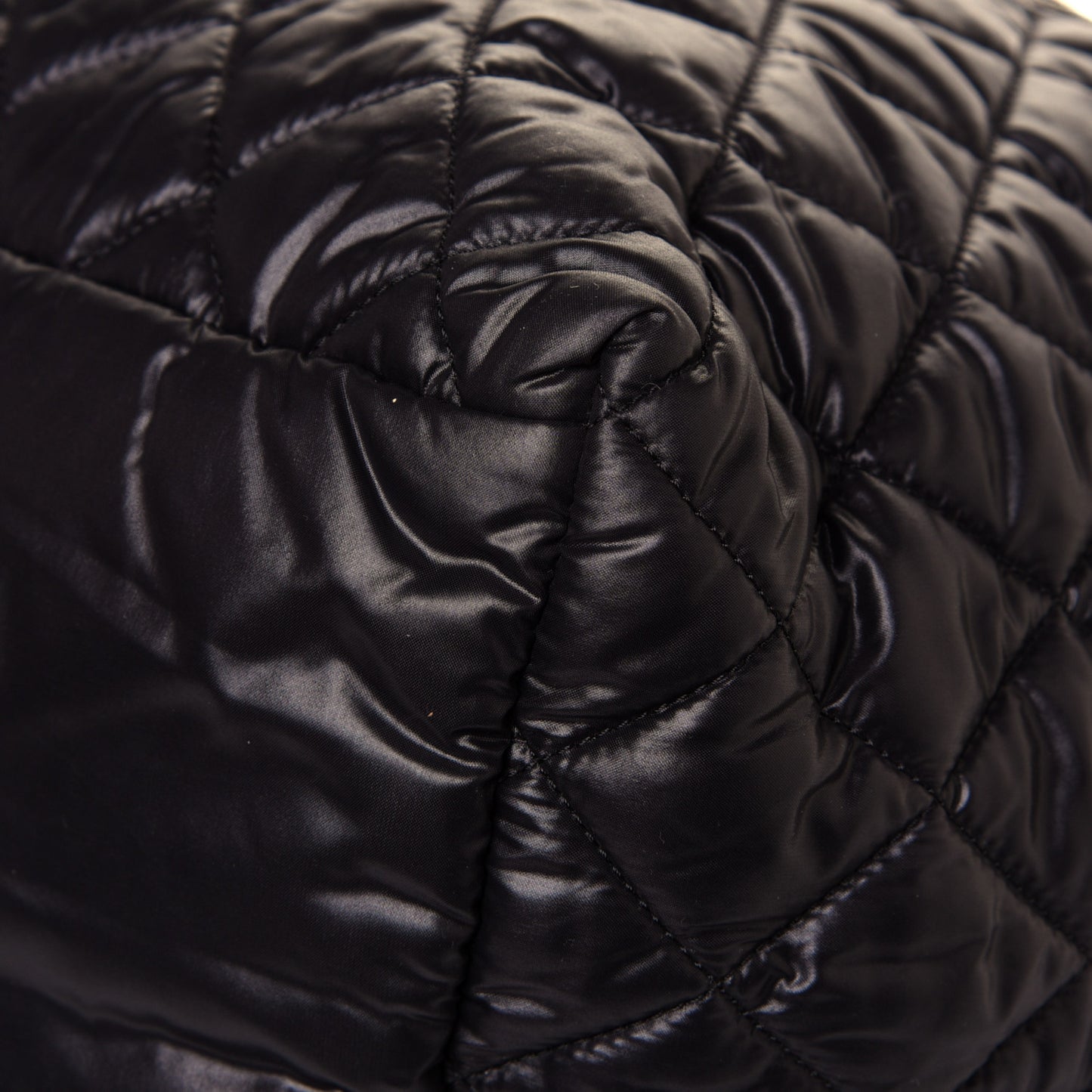 Nylon Quilted Large Coco Cocoon Tote Black
