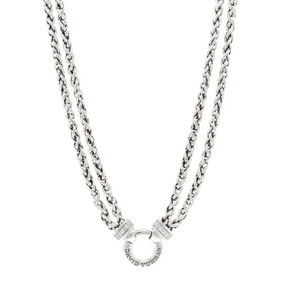 David Yurman Sterling Silver Diamond 18mm Double Wheat Chain Necklace 1 of 4