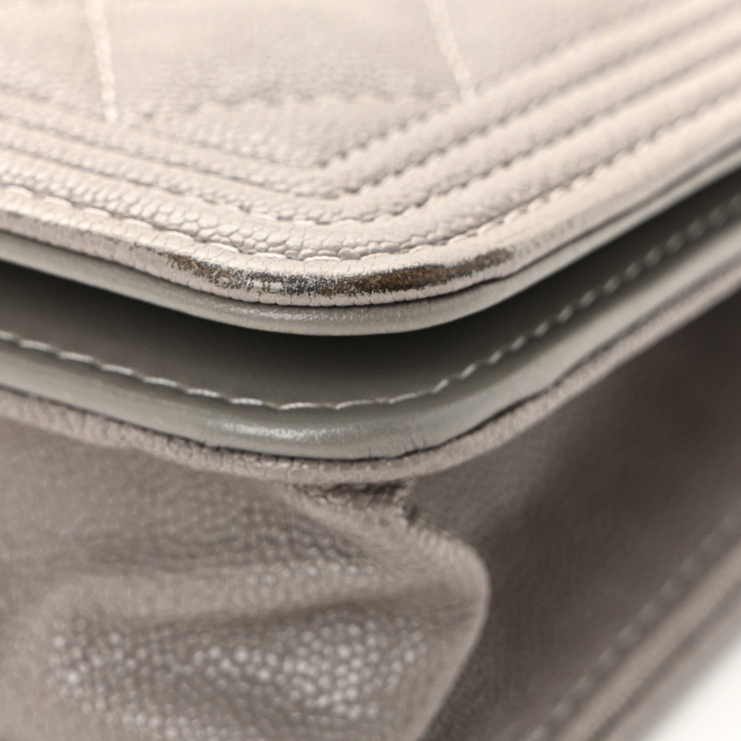 Chanel Caviar Quilted Boy Wallet On Chain WOC Grey 12 of 12