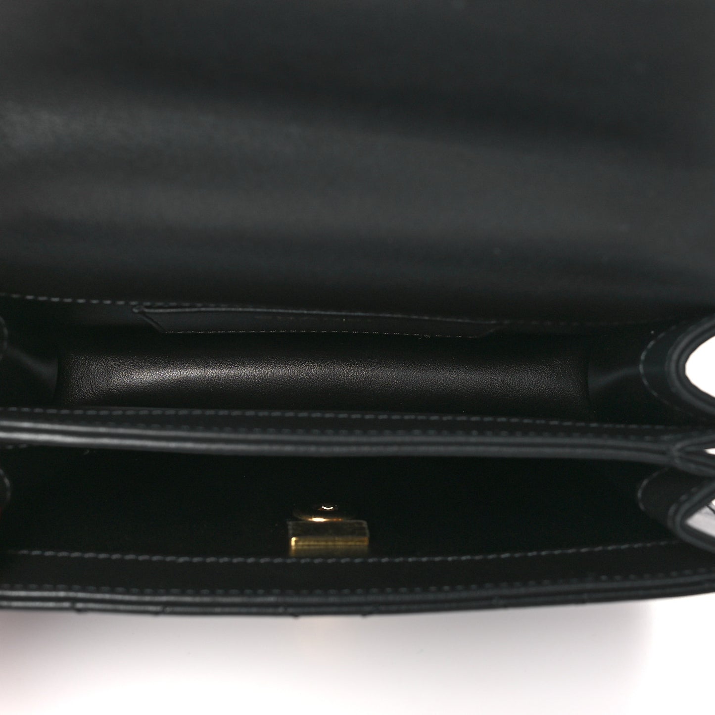 Shiny Calfskin Quilted Mini Metal Top Handle Flap Black