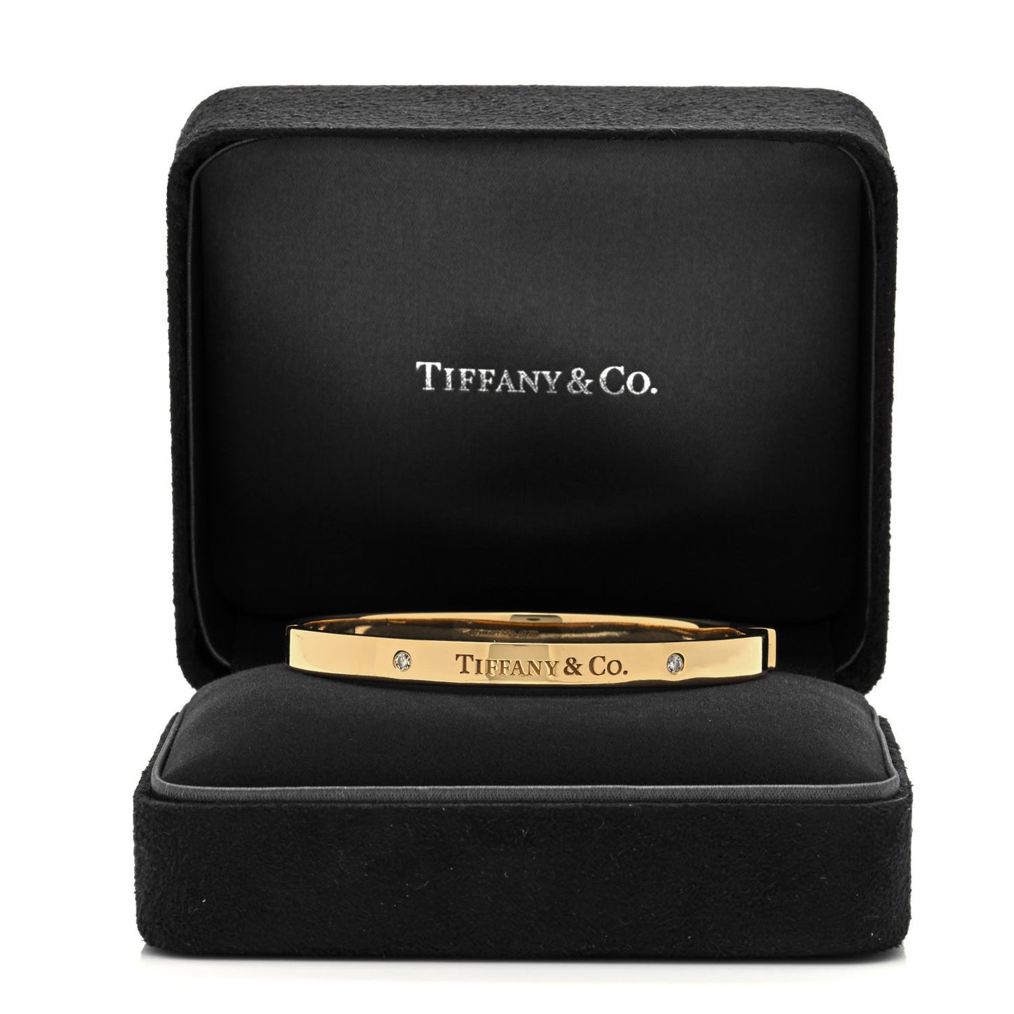 18K Yellow Gold Diamond Hinged Bangle Bracelet
