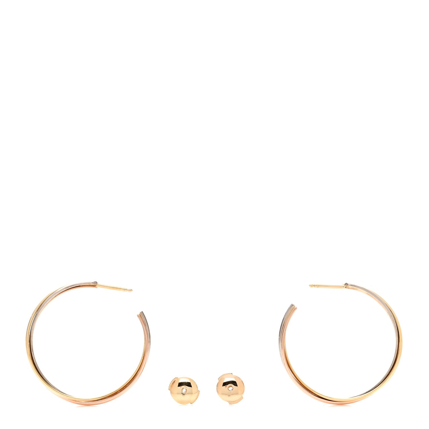 Cartier 18K Pink Yellow White Gold Trinity Hoop Earrings 3 of 4