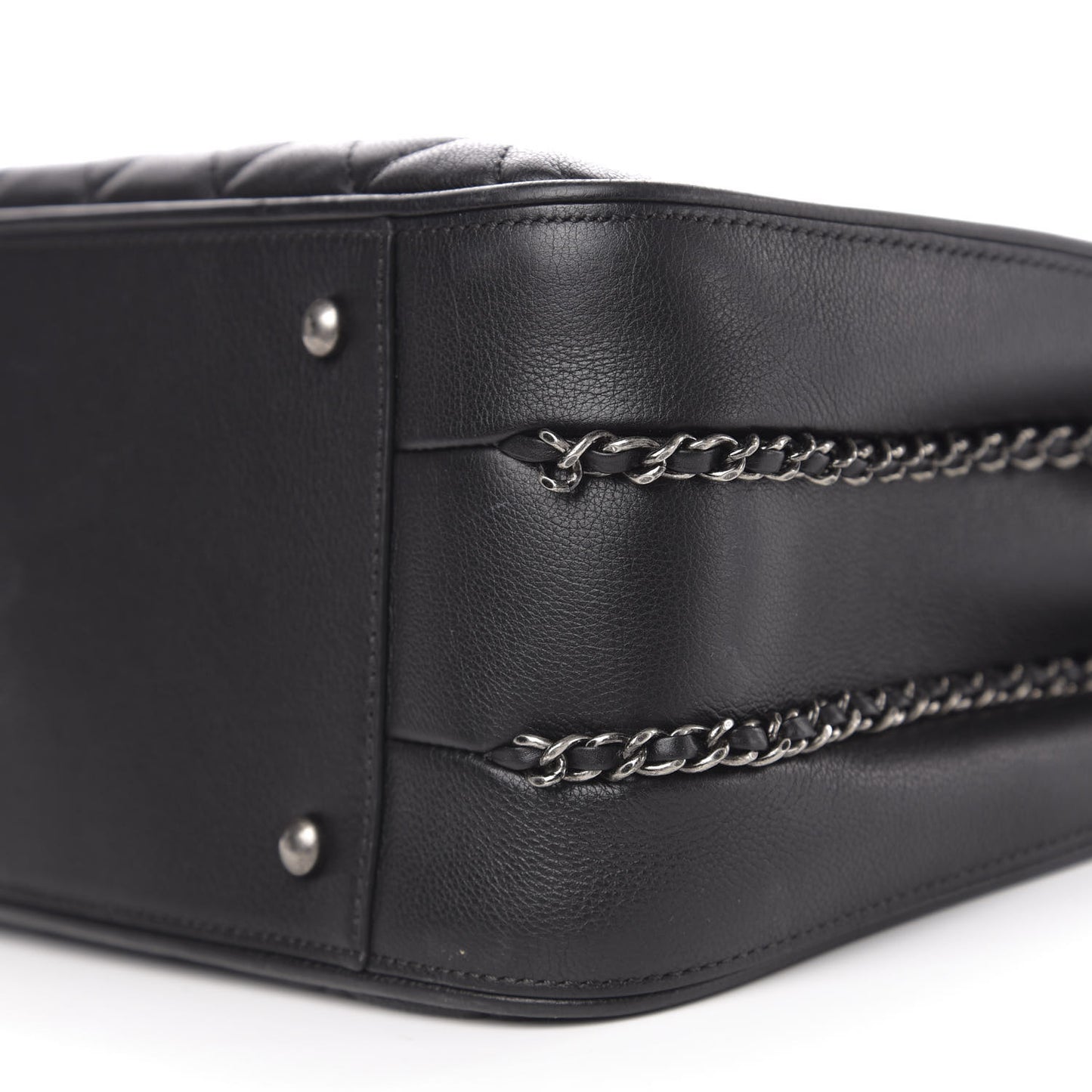 Calfskin Quilted Frame In Chain Tote Black