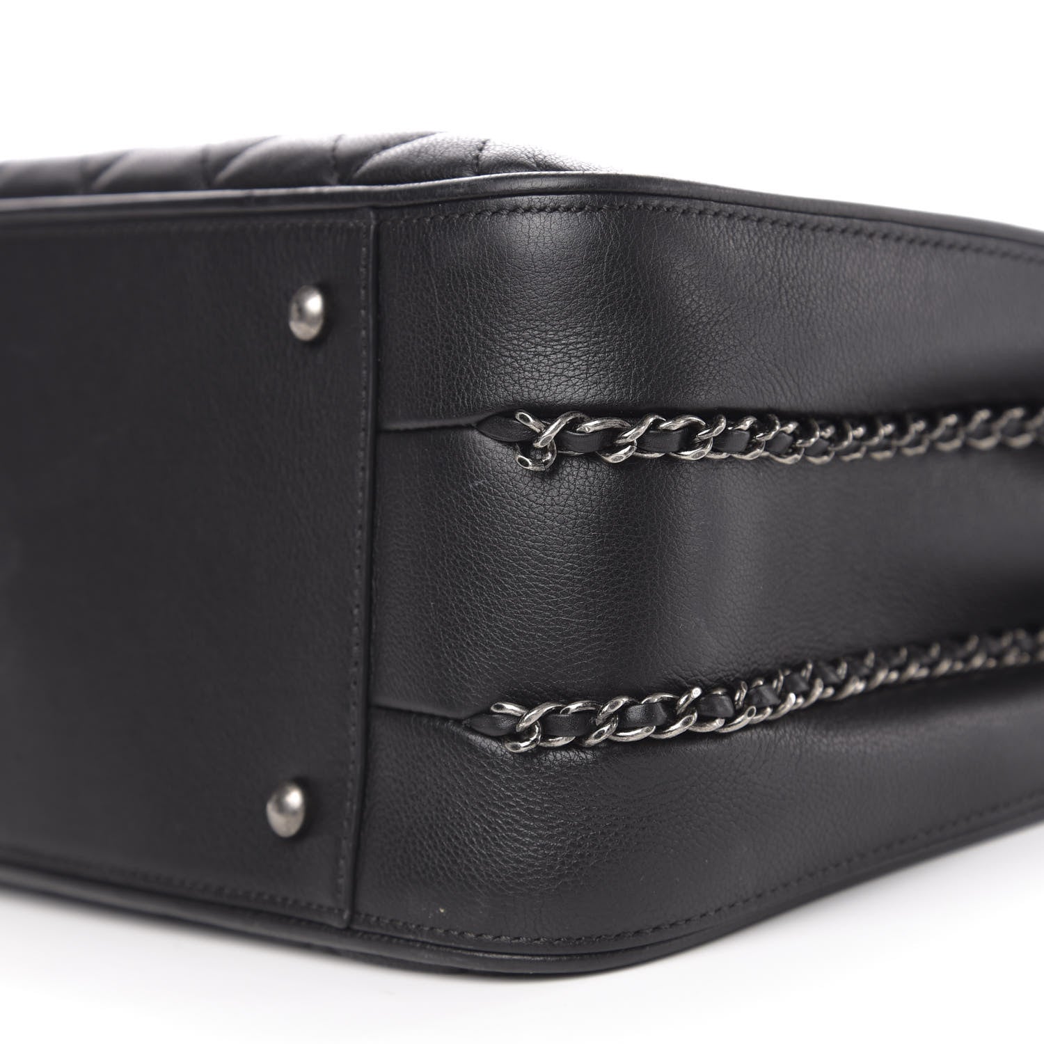 Chanel Calfskin Quilted Frame In Chain Tote Black 10 of 11