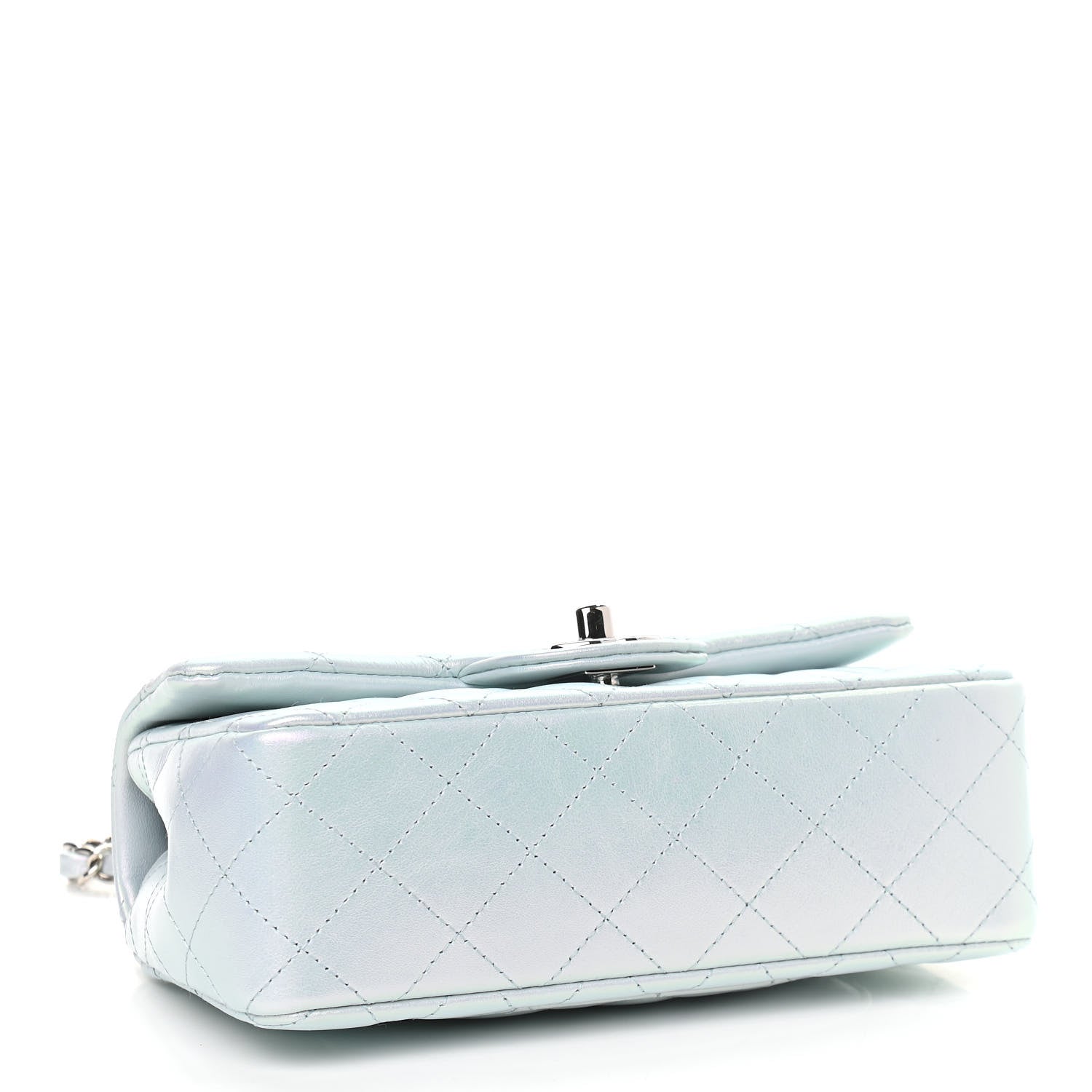 Chanel Iridescent Calfskin Quilted Mini Rectangular Flap Light Blue 4 of 9