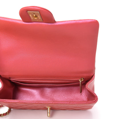 Chanel Iridescent Lambskin Quilted Mini Top Handle Rectangular Flap Red 5 of 10