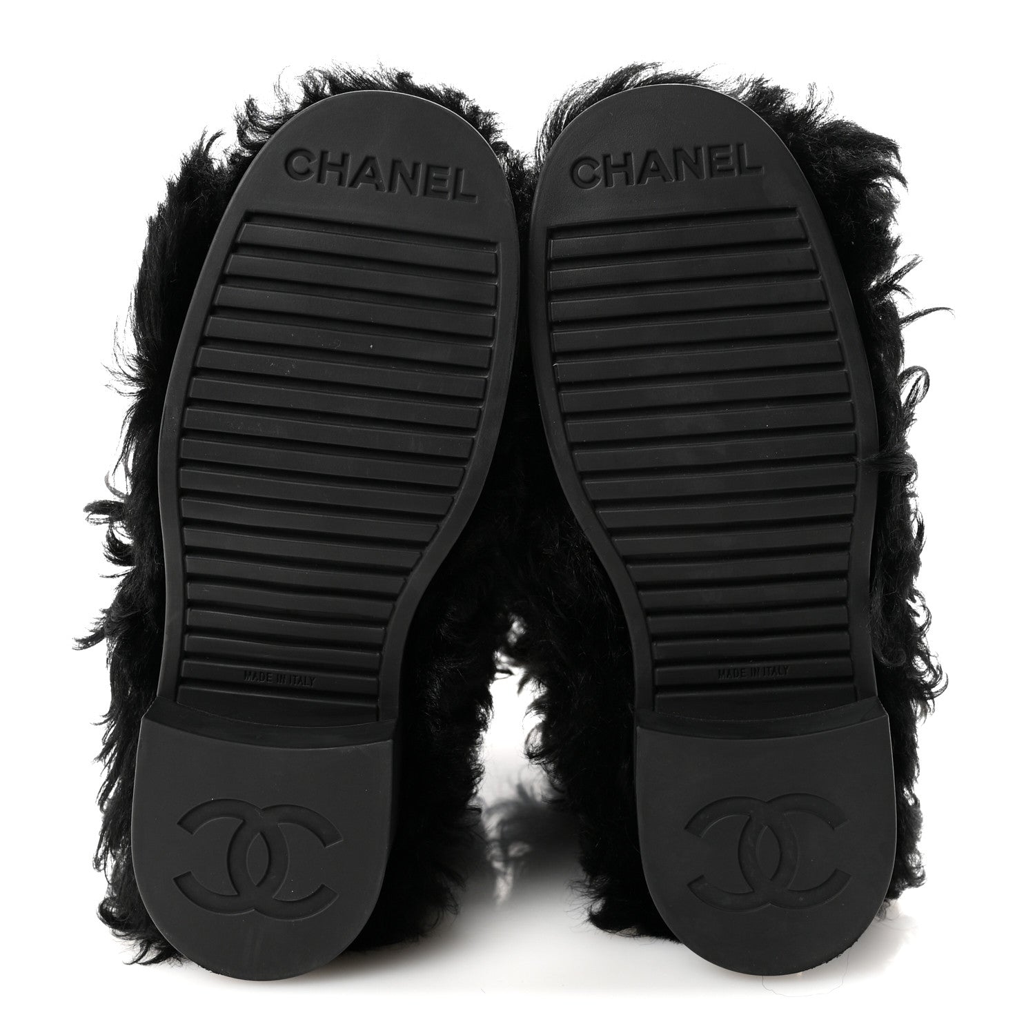 Chanel Shearling Sheepskin High Boots 39 Black 6 of 9