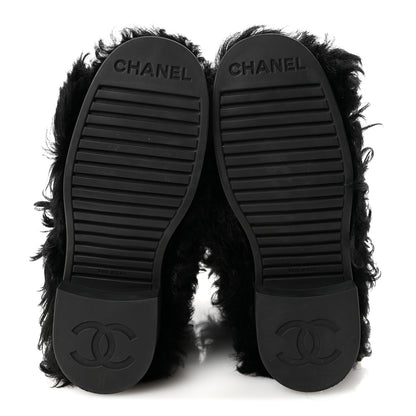 Chanel Shearling Sheepskin High Boots 39 Black 6 of 9