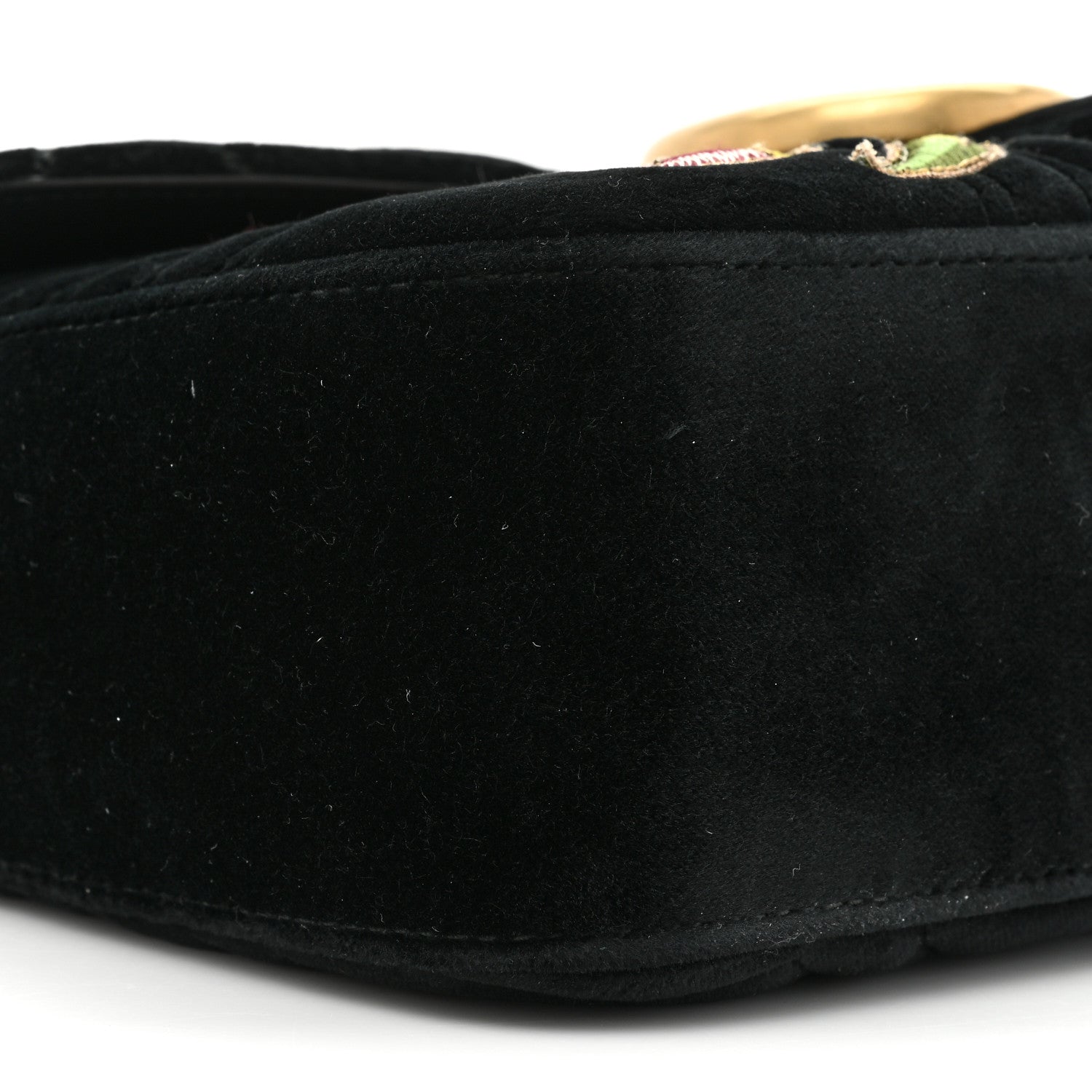 Gucci Velvet Matelasse Loved Embroidered Medium GG Marmont Shoulder Bag Black 9 of 9