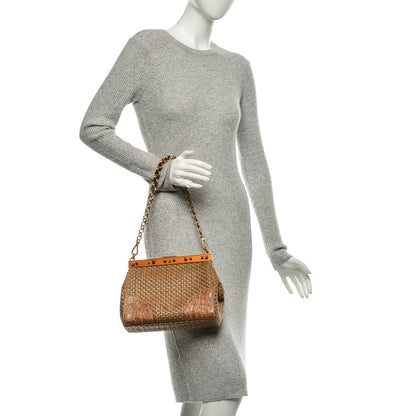 Prada Straw Crocodile Woven Semitracolla Frame Bag Naturale 2 of 6