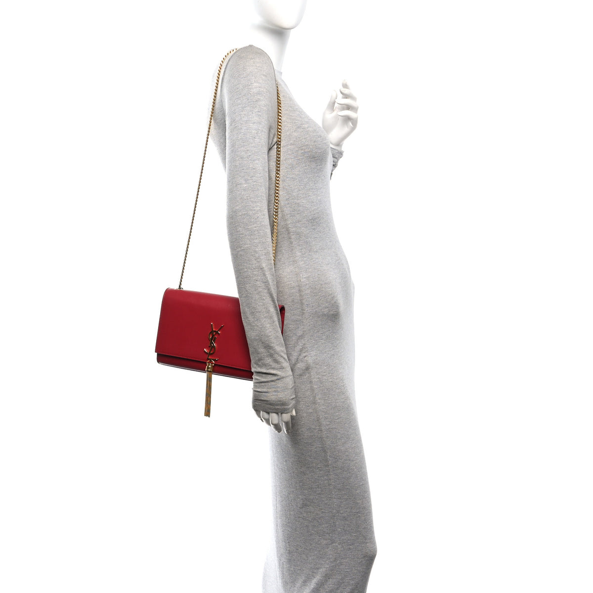 Saint Laurent Smooth Calfskin Medium Classic Monogram Kate Tassel Satchel New Lipstick 2 of 11